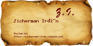 Zicherman Irén névjegykártya